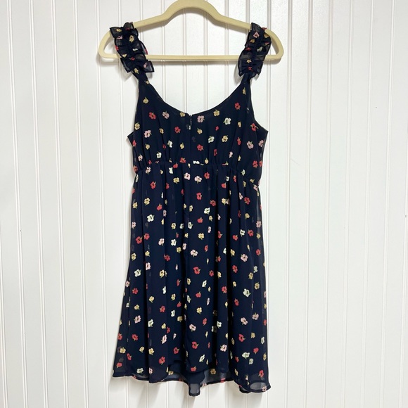 Madewell Ruffle Strap Faux Wrap Dress Size 00 Confetti Floral Blue Sleeveless - Picture 4 of 10
